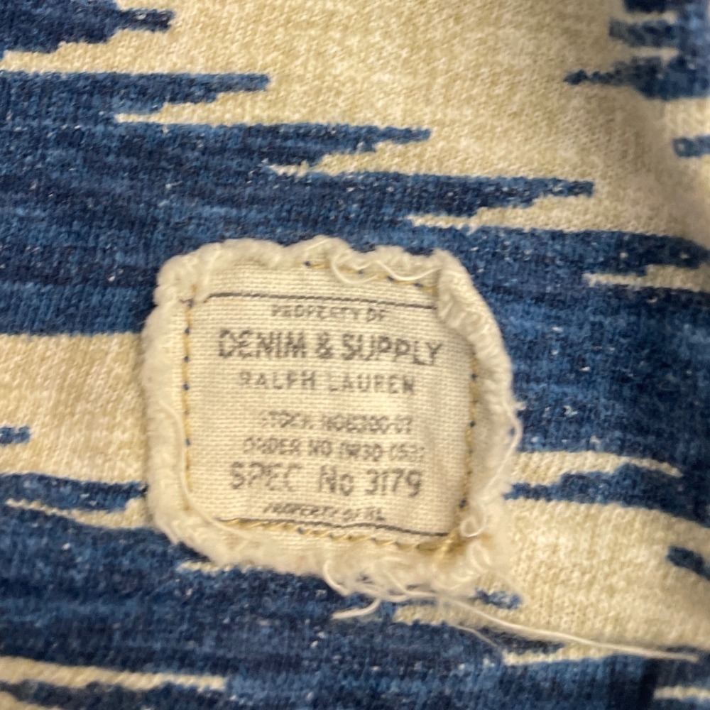 Denim & Supply Ralph Lauren Shirt Mens XL Blue Cream Ikat Henley Cotton Knit - Picture 6 of 7